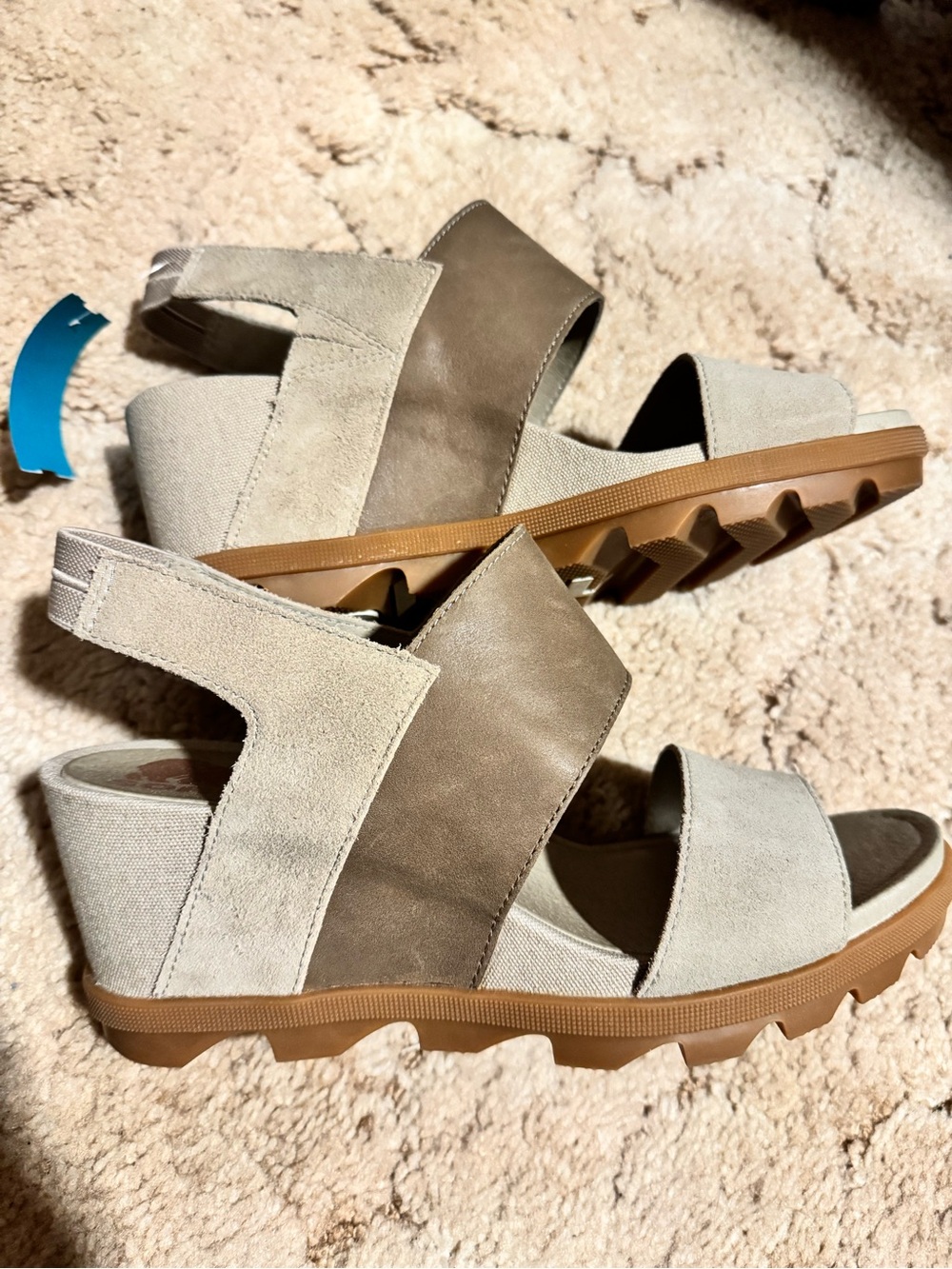 Sorel like NEW Womens Neutral Taupe and Beige Wedge Sandals